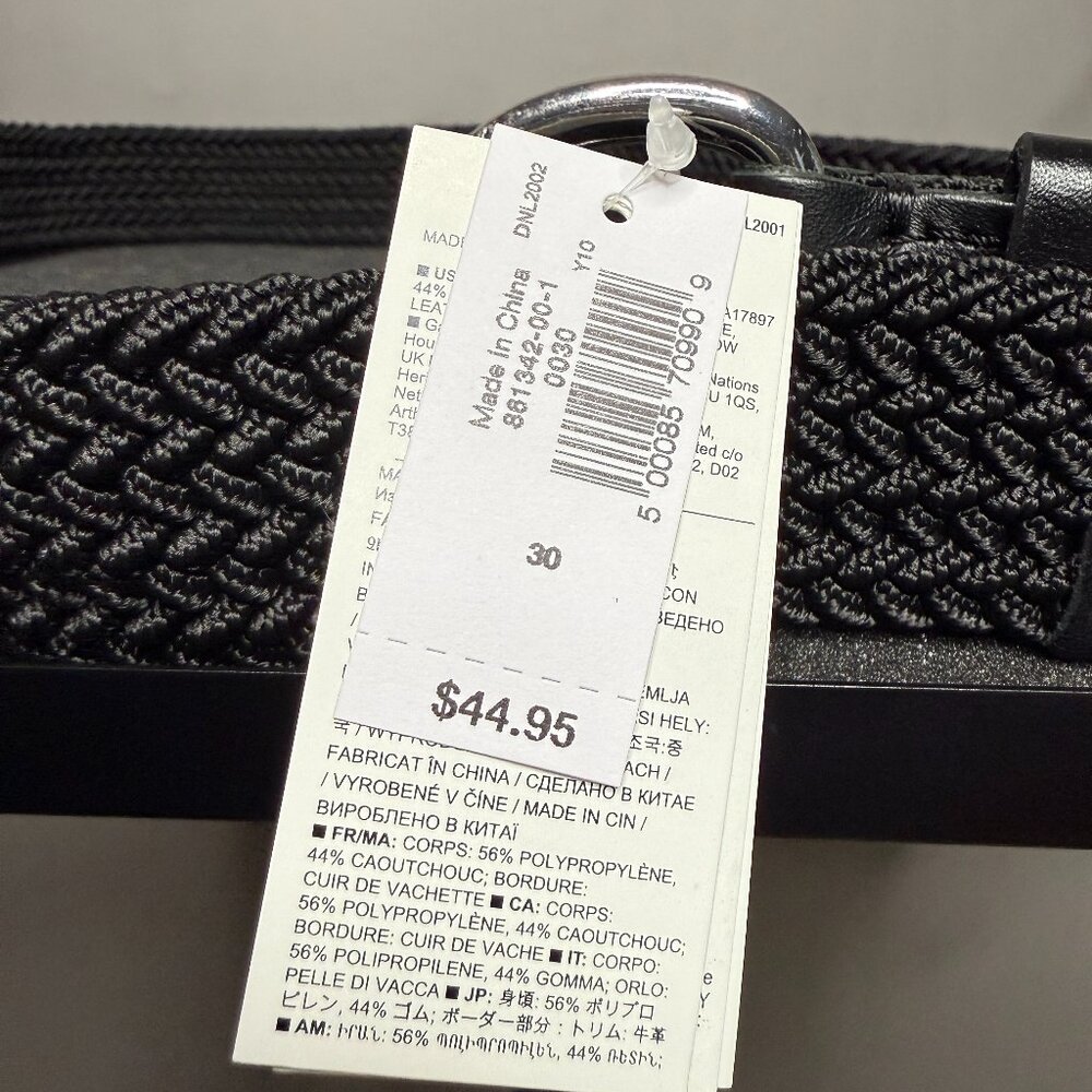 NWT VEGAN BRAIDED BLACK BELT